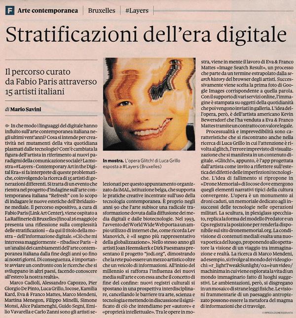 Mario Savini - Stratificazioni dell'era digitale - Il Sole 24 Ore 13.05.18