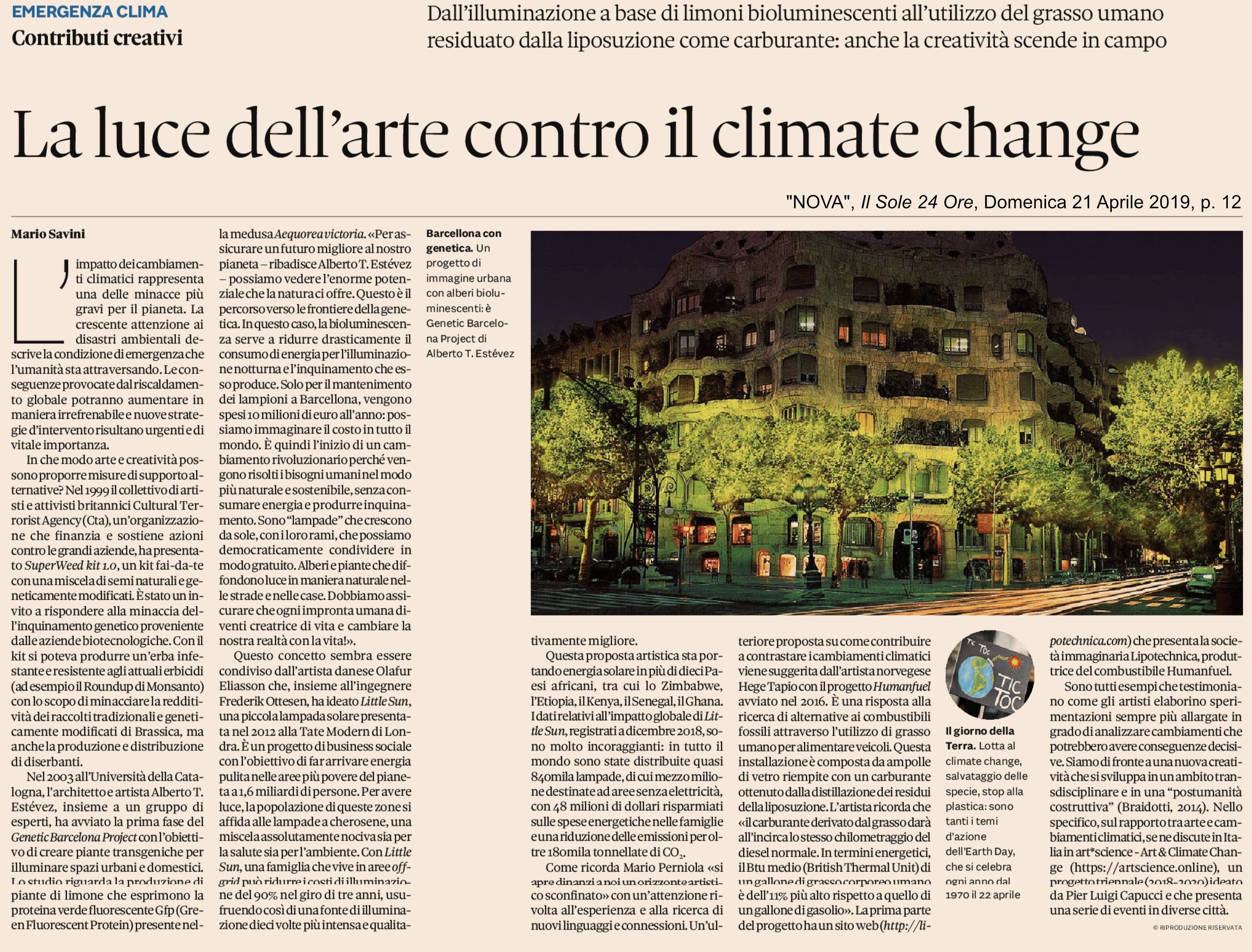 La luce dell'arte contro il climate change